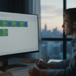 Person looking at screen with AlgoColony dashboard