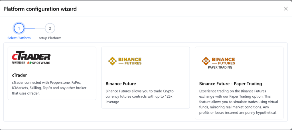 Platform wizard - Step 1